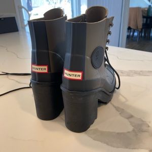 Hunter platform heel rain booties